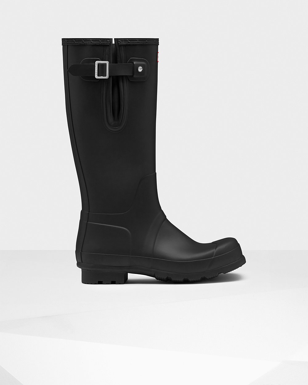 Mens Tall Rain Boots - Hunter Original Side Adjustable (45HAUVXGM) - Black
